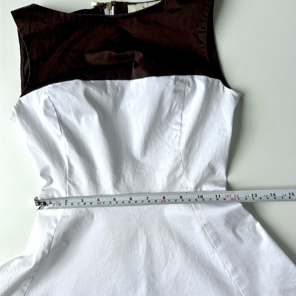 Kate spade brown and white cotton elastine dress Sz 00 fit and flare - Picture 9 of 12
